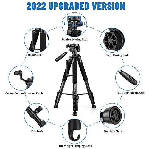 JOILCAN Tripod Camera Tripods, 74" Tripod for Camera Cell Phone Video Recording, Heavy Duty Tall Camera Tripod Stand, Professional Travel DSLR Tripods Compatible with Canon iPhone, Max Load 15 LB