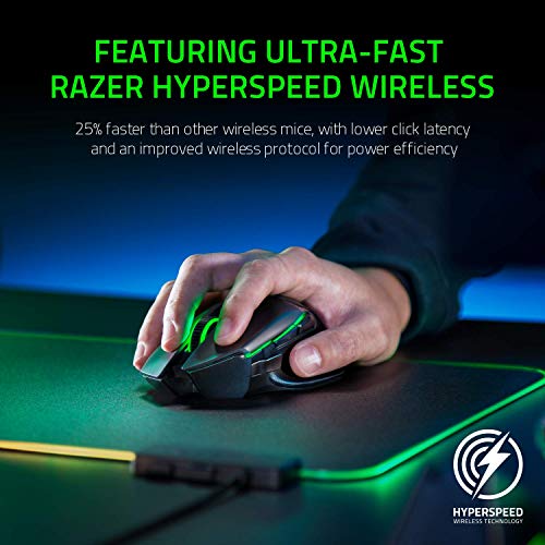 Razer Basilisk Ultimate HyperSpeed Wireless Gaming Mouse: Fastest Gaming Mouse Switch - 20K DPI Optical Sensor - Chroma RGB Lighting - 11 Programmable Buttons - 100 Hr Battery - Classic Black