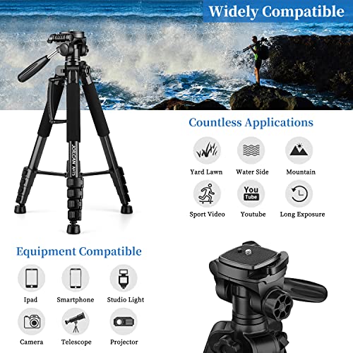 JOILCAN Tripod Camera Tripods, 74" Tripod for Camera Cell Phone Video Recording, Heavy Duty Tall Camera Tripod Stand, Professional Travel DSLR Tripods Compatible with Canon iPhone, Max Load 15 LB