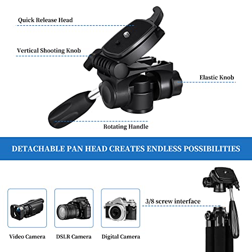 JOILCAN Tripod Camera Tripods, 74" Tripod for Camera Cell Phone Video Recording, Heavy Duty Tall Camera Tripod Stand, Professional Travel DSLR Tripods Compatible with Canon iPhone, Max Load 15 LB