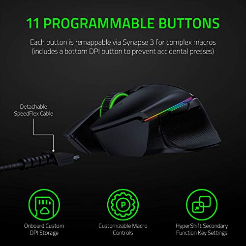 Razer Basilisk Ultimate HyperSpeed Wireless Gaming Mouse: Fastest Gaming Mouse Switch - 20K DPI Optical Sensor - Chroma RGB Lighting - 11 Programmable Buttons - 100 Hr Battery - Classic Black