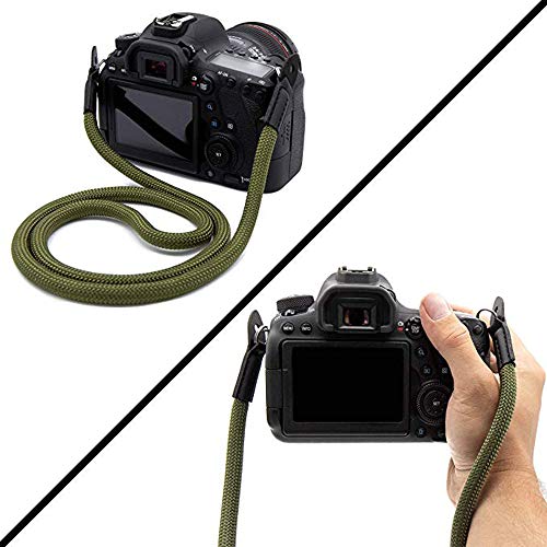 Eorefo Camera Strap Vintage 100cm Nylon Climbing Rope Camera Neck Shoulder Strap for Micro Single and DSLR Camera.(Army Green)