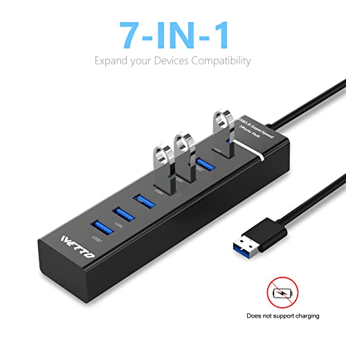 7-Port USB 3.0 Hub, IVETTO Data USB Hub Splitter with 3.3ft Long Cable for Laptop, PC, MacBook, Mac Pro, Mac Mini, iMac, Surface Pro and More
