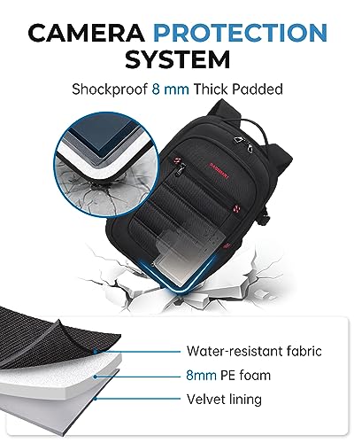 BAGSMART Small Camera Bag Backpack, DSLR SLR Camera Backpacks for Photographers Fits 13.3" Laptop, Waterproof/Anti-theft Small Camera Bag with Rain Cover & Tripod Holder, Black