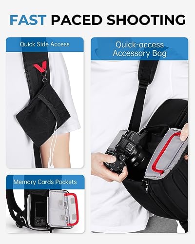 BAGSMART Small Camera Bag Backpack, DSLR SLR Camera Backpacks for Photographers Fits 13.3" Laptop, Waterproof/Anti-theft Small Camera Bag with Rain Cover & Tripod Holder, Black