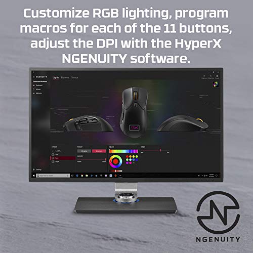 HyperX Pulsefire Raid – Gaming Mouse, 11 Programmable Buttons, RGB, Ergonomic Design, Comfortable Side Grips, Software-Controlled Customization,Black