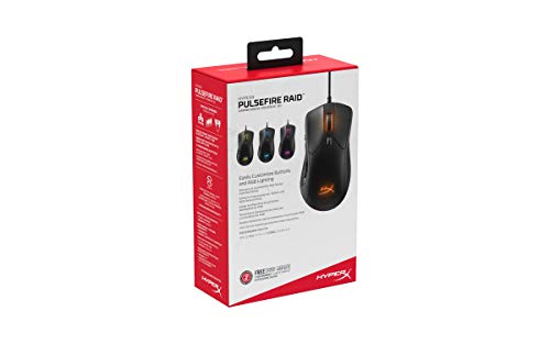 HyperX Pulsefire Raid – Gaming Mouse, 11 Programmable Buttons, RGB, Ergonomic Design, Comfortable Side Grips, Software-Controlled Customization,Black