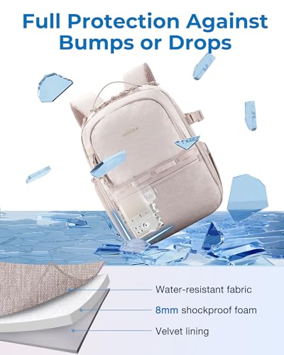 BAGSMART Camera Backpack, DSLR SLR Small Camera Bags for Photographers Compatible for Sony Canon Nikon, Shoulder Strap 2-in-1 Anti-theft Travel Backpack Fits 12.9" iPad, Beige