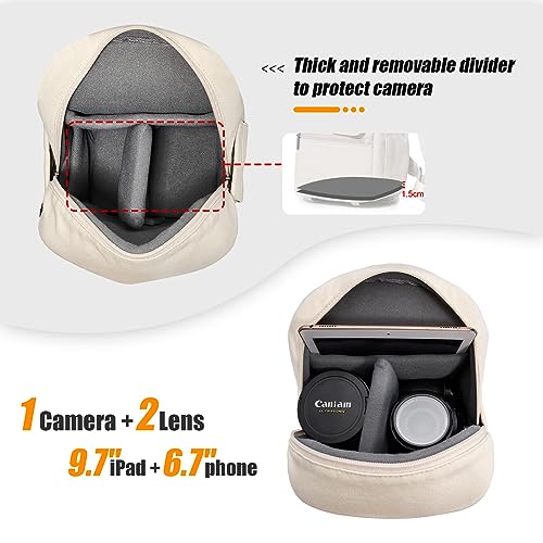 Cwatcun Camera Bag Crossbody Shoulder Messenger Camera Case, Lightweight DSLR/SLR/Mirrorless Photography Bag with Tripod Holder and Rain Cover for Canon, Nikon, Sony, Fuji Cameras, Lens Accessories
