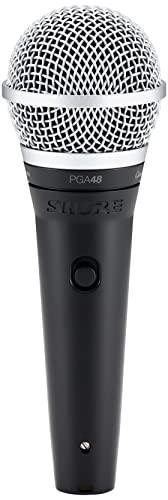 Shure PGA48 Dynamic Microphone - Handheld Mic for Vocals with Cardioid Pick-up Pattern, Discrete On/Off Switch, 3-pin XLR Connector, 15' XLR-to-XLR Cable, Stand Adapter and Zipper Pouch (PGA48-XLR)