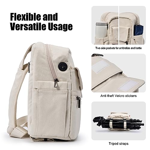 Cwatcun Camera Bag Crossbody Shoulder Messenger Camera Case, Lightweight DSLR/SLR/Mirrorless Photography Bag with Tripod Holder and Rain Cover for Canon, Nikon, Sony, Fuji Cameras, Lens Accessories