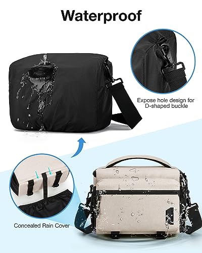 BAGSMART Camera Bag, Small Camera Case with Tripod Holder, Compact Camera Shoulder Bags for DSLR/SLR/Mirrorless Cameras, Waterproof Crossbody Camera Bag Women Men, Ivory White