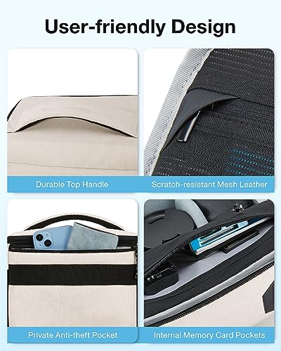 BAGSMART Camera Bag, Small Camera Case with Tripod Holder, Compact Camera Shoulder Bags for DSLR/SLR/Mirrorless Cameras, Waterproof Crossbody Camera Bag Women Men, Ivory White