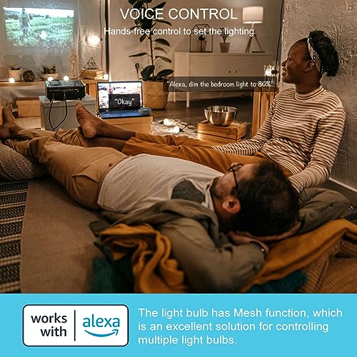 MELPO Alexa Light Bulb 130W Equivalent, Smart Light Bulbs Warm White to Daylight Tunable, A19 E26 Bluetooth LED Bulbs for Bedroom Kitchen Living Room Office（8 Pack）
