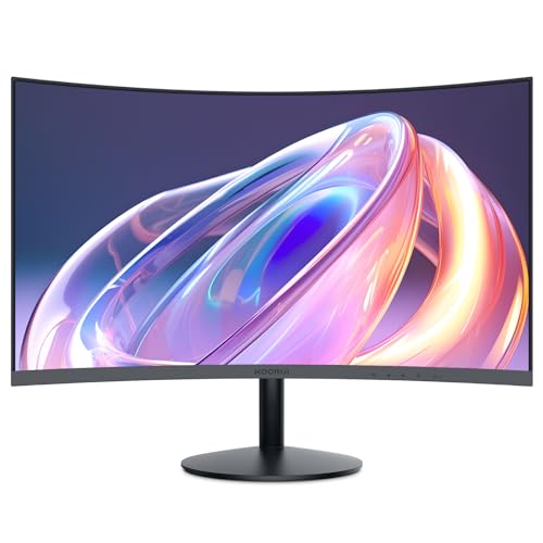 KOORUI 24 inch Curved Gaming Monitor, R1500 Full HD 1080P Computer Monitor, 75Hz Monitor, HDMI VGA, Tilt Adjustment, LCD Monitor, Eye Care, Black 24N5CA