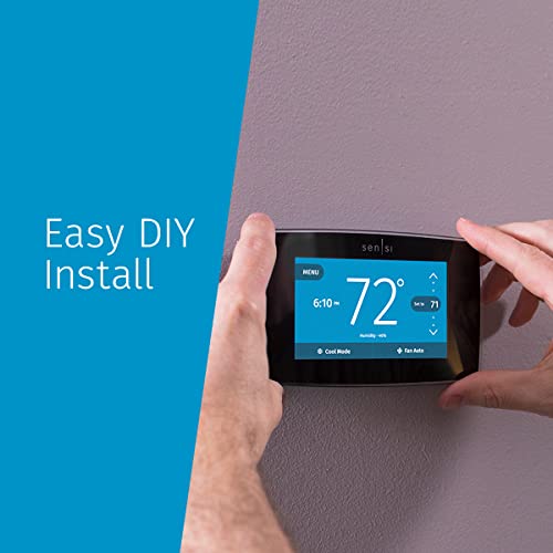 Emerson Sensi Touch Wi-Fi Smart Thermostat with Touchscreen Color Display, Works with Alexa, Energy Star Certified, C-wire Required, ST75 Black 5.625" x 3.4" x 1.17"