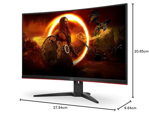 AOC C32G2ZE 32" Curved Frameless Gaming Monitor, Full HD 1920x1080, VA, 0.5ms 240Hz, AMD FreeSync Premium, DP/HDMI/VGA, VESA, 3-3-1 Re-Spawn Program, Xbox PS5 Switch,Black