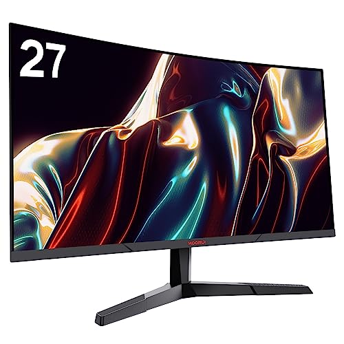 KOORUI 27 Inch Computer Monitor, QHD 2560P Gaming Monitor 144Hz(1ms, 1800R Curved VA Panel, DP1.2+HDMI*2, AdaptiveSync, Narrow Bezel with Ultra-Thin), Tilt Adjustable,Eye Care