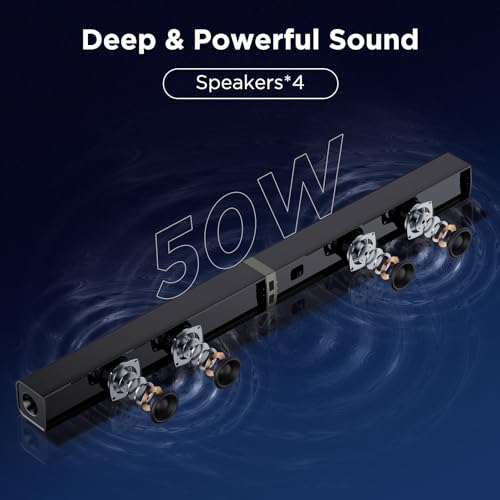 MZEIBO TV Sound Bar, Sound Bars for Smart TV - Bluetooth 2.0 Channel Home Audio Sound Bars - Surround Sound Bars with ARC/Optical/AUX Connection TV Sound Bar Speakers