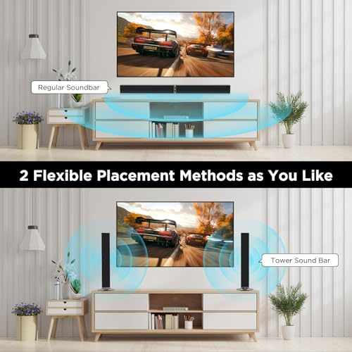 MZEIBO TV Sound Bar, Sound Bars for Smart TV - Bluetooth 2.0 Channel Home Audio Sound Bars - Surround Sound Bars with ARC/Optical/AUX Connection TV Sound Bar Speakers