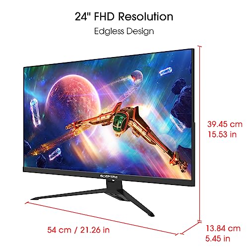 Sceptre IPS 24” Gaming Monitor 165Hz 144Hz Full HD (1920 x 1080) FreeSync Eye Care FPS RTS DisplayPort HDMI Build-in Speakers, Machine Black 2020 (E248B-FPT168),IPS 24" 165Hz