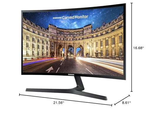 SAMSUNG 23.5” CF396 Curved Computer Monitor, AMD FreeSync for Advanced Gaming, 4ms Response Time, Wide Viewing Angle, Ultra Slim Design, LC24F396FHNXZA, Black