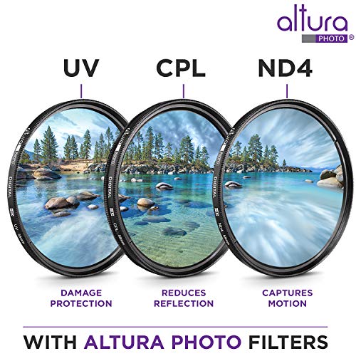 Altura Photo 58MM Lens Filter Kit - Includes 58MM ND Filter, 58MM Polarizer Filter, 58MM UV Filter - UV, CPL Polarizing Filter, Neutral Density for Camera Lens with 58MM Filters + Lens Filter Case