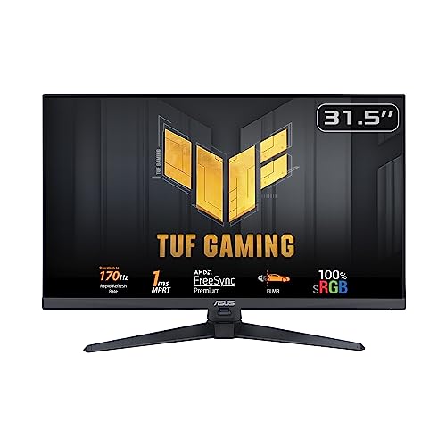 ASUS TUF Gaming 32” (31.5-inch viewable) 1080P Gaming Monitor (VG328QA1A) - Full HD, 170Hz, 1ms, Extreme Low Motion Blur, FreeSync Premium, Eye Care, Shadow Boost, HDMI, Tilt Adjustable,Black