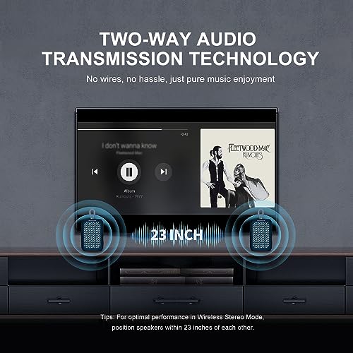 Boomcore Dual Bluetooth Speakers Set, Portable Speakers Set of 2 with Stereo Sound, Audio Enhancement Tech, IPX7 Waterproof Speaker with Clip for Indoor Outdoor - Navy Blue Teal