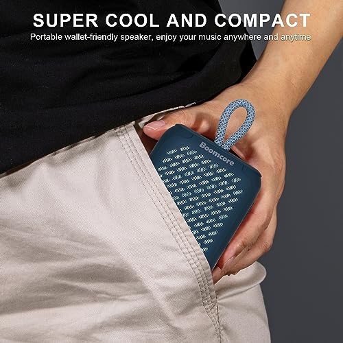 Boomcore Dual Bluetooth Speakers Set, Portable Speakers Set of 2 with Stereo Sound, Audio Enhancement Tech, IPX7 Waterproof Speaker with Clip for Indoor Outdoor - Navy Blue Teal