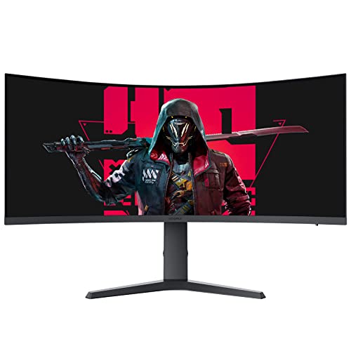 KOORUI 34 Inch Ultrawide Curved Gaming Monitor 165HZ, 1ms, 1000R, WQHD 3440 * 1440, 21:9, DCI-P3 90% Color Gamut, Adaptive Sync Compatible, Tilt/Height Adjustable Stand, HDMI, Display Port, Black