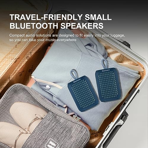 Boomcore Dual Bluetooth Speakers Set, Portable Speakers Set of 2 with Stereo Sound, Audio Enhancement Tech, IPX7 Waterproof Speaker with Clip for Indoor Outdoor - Navy Blue Teal