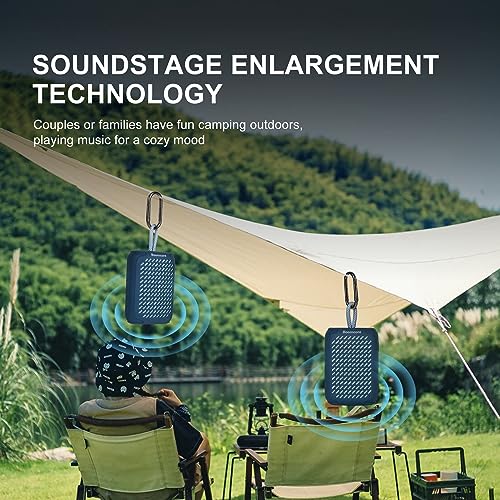 Boomcore Dual Bluetooth Speakers Set, Portable Speakers Set of 2 with Stereo Sound, Audio Enhancement Tech, IPX7 Waterproof Speaker with Clip for Indoor Outdoor - Navy Blue Teal
