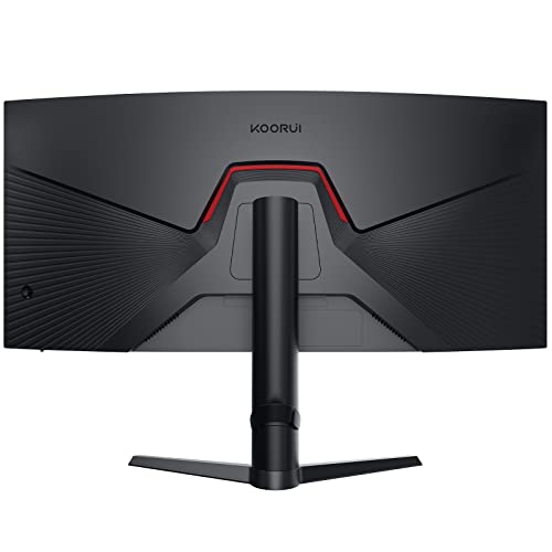 KOORUI 34 Inch Ultrawide Curved Gaming Monitor 165HZ, 1ms, 1000R, WQHD 3440 * 1440, 21:9, DCI-P3 90% Color Gamut, Adaptive Sync Compatible, Tilt/Height Adjustable Stand, HDMI, Display Port, Black