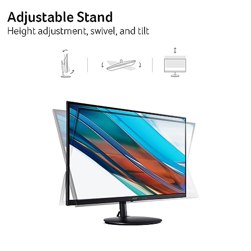 Acer SH242Y Ebmihx 23.8" FHD 1920x1080 Home Office Ultra-Thin IPS Computer Monitor AMD FreeSync 100Hz Zero Frame Height/Swivel/Tilt Adjustable Stand Built-in Speakers HDMI 1.4 & VGA Port