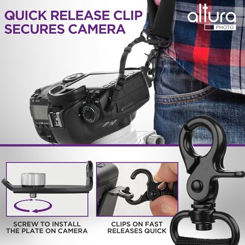 Altura Photo Camera Neck Strap w. Quick Release & Safety Tether For Photographers - Adjustable DSLR Camera Strap for Sony, Nikon & Canon - Safe & Secure Camera Strap