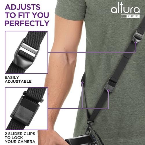 Altura Photo Camera Neck Strap w. Quick Release & Safety Tether For Photographers - Adjustable DSLR Camera Strap for Sony, Nikon & Canon - Safe & Secure Camera Strap
