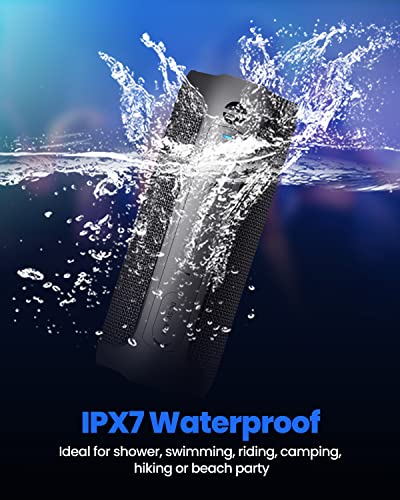 AUKTECH Bluetooth Speakers - Portable Speakers Bluetooth Wireless(100ft), 24W Loud Stereo Sound, Led Lights, 20H Playtime, IPX7 Waterproof Speaker for Outdoor, Home, Party, Beach, Shower