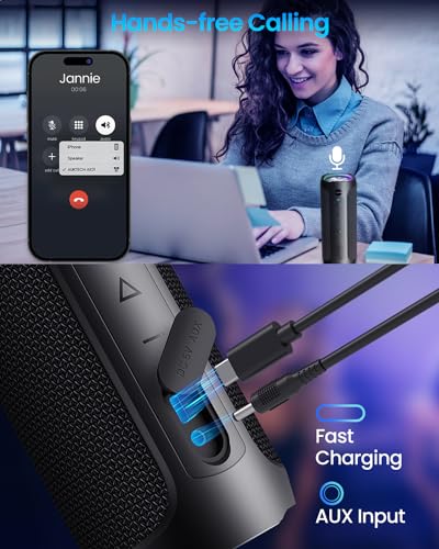 AUKTECH Bluetooth Speakers - Portable Speakers Bluetooth Wireless(100ft), 24W Loud Stereo Sound, Led Lights, 20H Playtime, IPX7 Waterproof Speaker for Outdoor, Home, Party, Beach, Shower