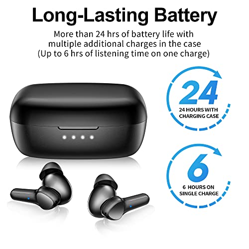 Wireless Earbuds,Immersive Sound Premium Deep Bass Hi-Fi Stereo Headset IPX8 Waterproof Bluetooth 5.3 with 4 Mics Call Noise Cancelling Wearable Technology Rings Earphones for iOS,Android,Workout
