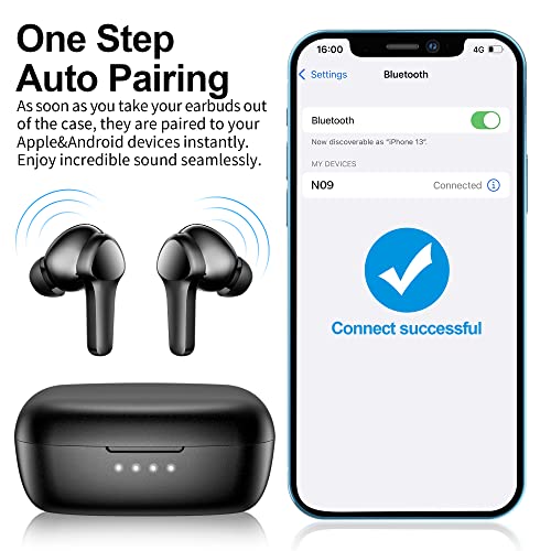 Wireless Earbuds,Immersive Sound Premium Deep Bass Hi-Fi Stereo Headset IPX8 Waterproof Bluetooth 5.3 with 4 Mics Call Noise Cancelling Wearable Technology Rings Earphones for iOS,Android,Workout
