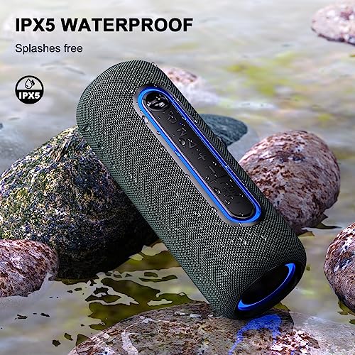 Bobtot Portable Bluetooth Speaker Wireless Speaker, TWS Stereo Sound Bluetooth 5.0 Waterproof IPX5 Built-in Mic with RGB Lights for Home Indoors and Outdoors Party…