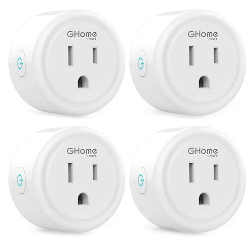 GHome Smart Mini Smart Plug, WiFi Outlet Socket Works with Alexa and Google Home, Remote Control with Timer Function, Only Supports 2.4GHz Network, No Hub Required, ETL FCC Listed (4 Pack),White