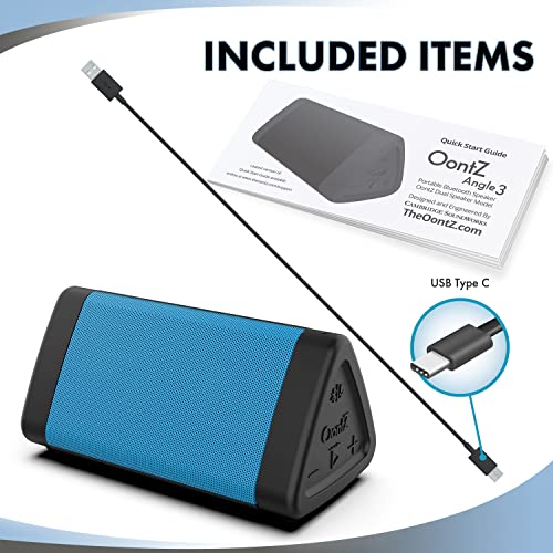 OontZ Angle 3 Bluetooth Speaker, Portable Wireless Bluetooth 5.0 Speaker, 10 Watts, Crystal Clear Stereo Sound, Rich Bass, IPX5 Water Resistant, Loud Portable Bluetooth Speaker (Blue)