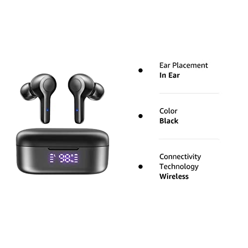 MOZOTER Bluetooth 5.3 Wireless Earbuds,Deep Bass Loud Sound Clear Call Noise Cancelling with 4 Microphones in-Ear Headphones with Wireless Charging Case Compatible for iPhone Android,Workout