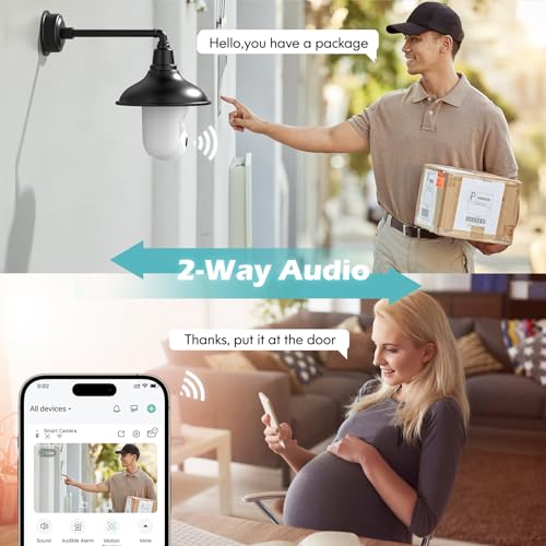 Recacam 2K Bulb Security Cameras Wireless Outdoor Indoor, 2.4GHz WiFi Cameras for Home Security with Spotlight, Color Night Vision, Motion Detection, 2-Way Audio, Audible Alarm, IP65 Waterproof