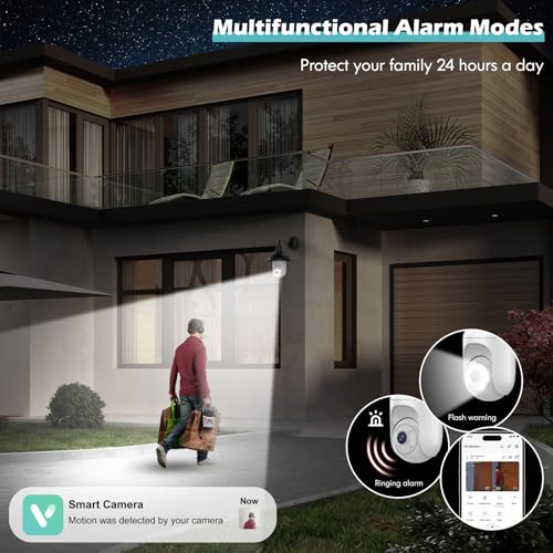 Recacam 2K Bulb Security Cameras Wireless Outdoor Indoor, 2.4GHz WiFi Cameras for Home Security with Spotlight, Color Night Vision, Motion Detection, 2-Way Audio, Audible Alarm, IP65 Waterproof