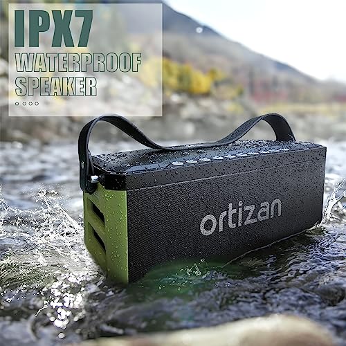 Ortizan Portable Bluetooth Speaker - 100W Powerful Sound and Monstrous Bass, IPX7 Waterproof, 24H Playtime, Power Bank, LED Lights, Preset EQ, Large Outdoor Subwoofer Speaker for Party, Camping