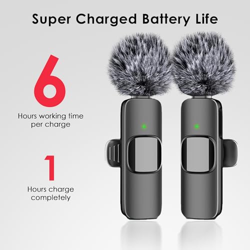Mini Mic Pro 2024 Professional Wireless Lavalier Microphone for iPhone 15 Pro Max, iPad, Android - 2 Pack Noise Canceling Crystal Clear Recording with USB-C, Live Streaming, YouTube, TikTok
