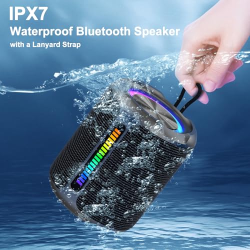 Bluetooth Speaker Wireless Portable, 50W Peak Powerful HD Sound, IPX7 Waterproof Shower Speaker with Deep Bass, Colorful Rhythm Light, Preset EQ, TWS,for Home/Travel/Camping/Party/Beach/Gifts (BT 5.3)